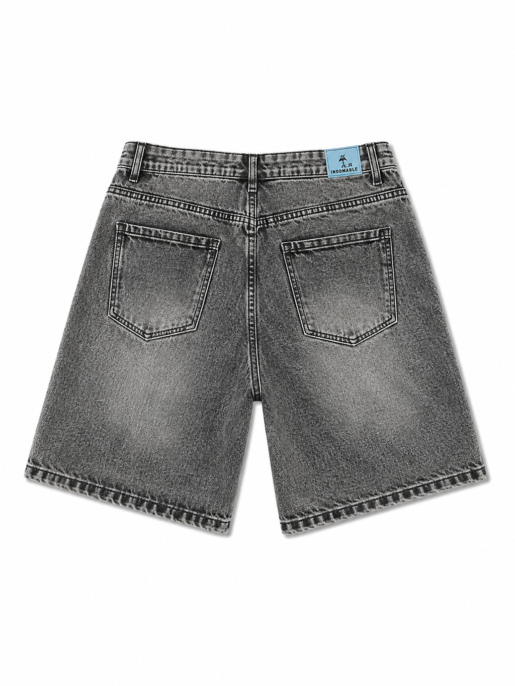 Bermuda Jeans Nero Washed Tasche Utility
