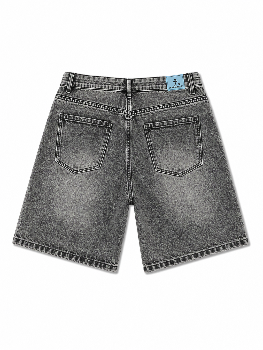 Bermuda Jeans Nero Washed Tasche Utility