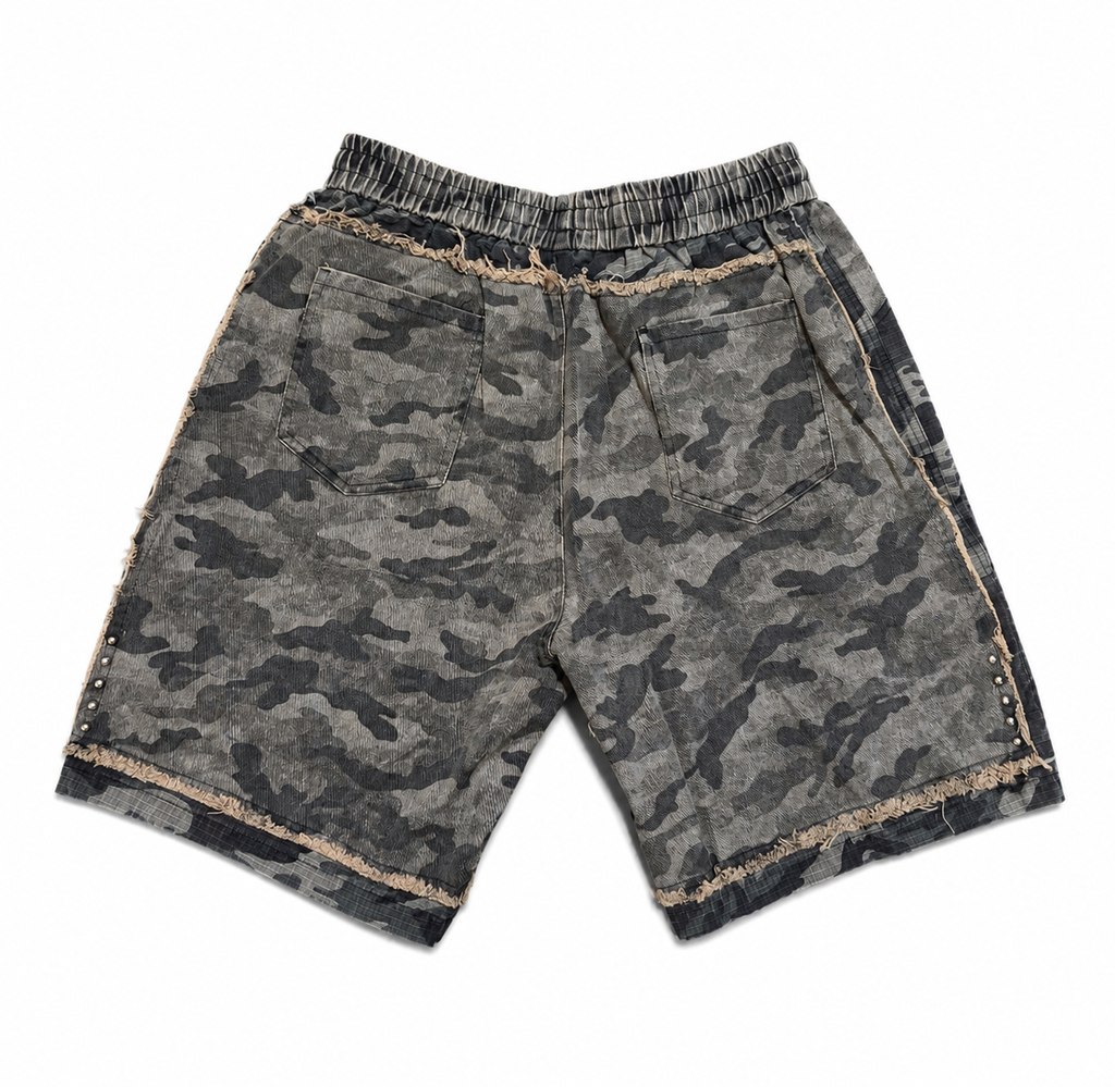 Washed Military Cargo Shorts