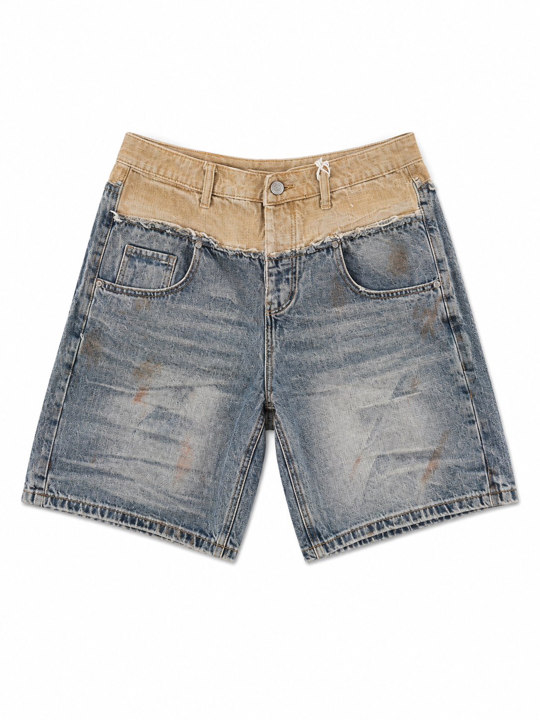 Bermuda Jeans Bicolor Vintage Effetto Used