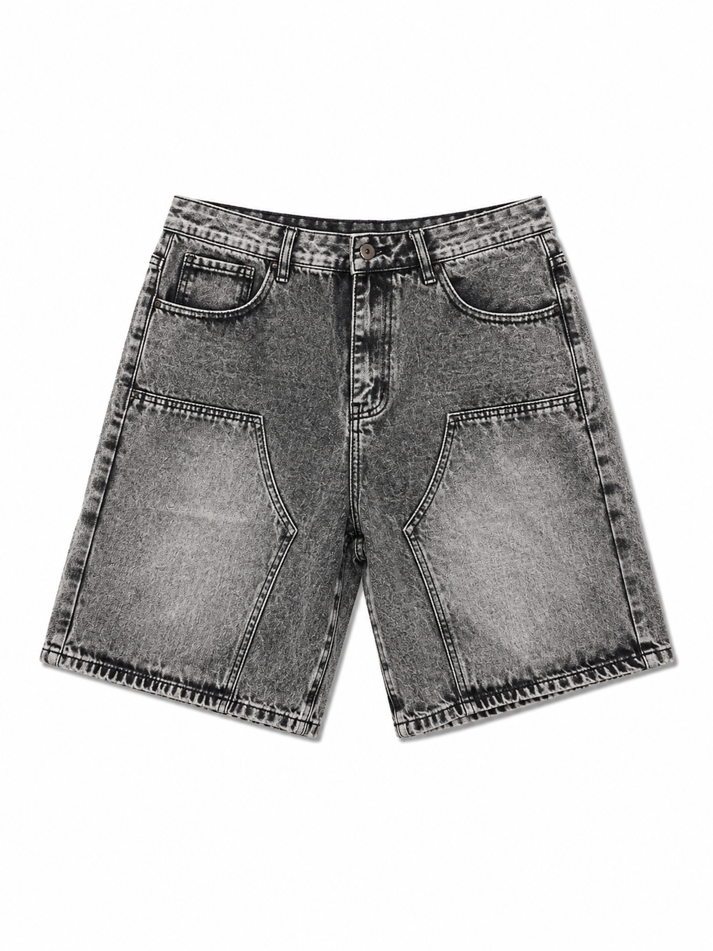 Bermuda Jeans Nero Washed Tasche Utility