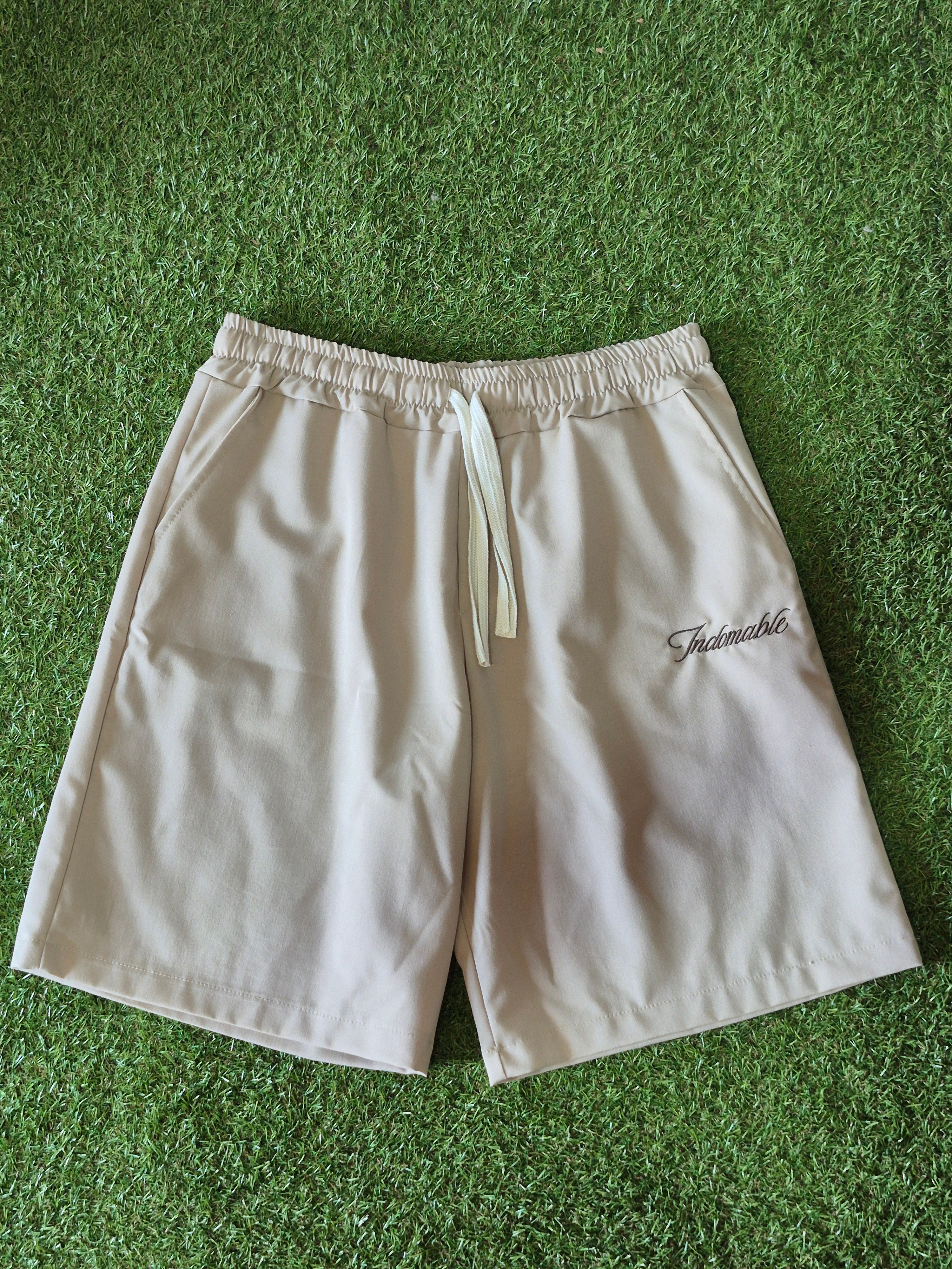 Shorts Indomable – Beige / Ricamo Marrone