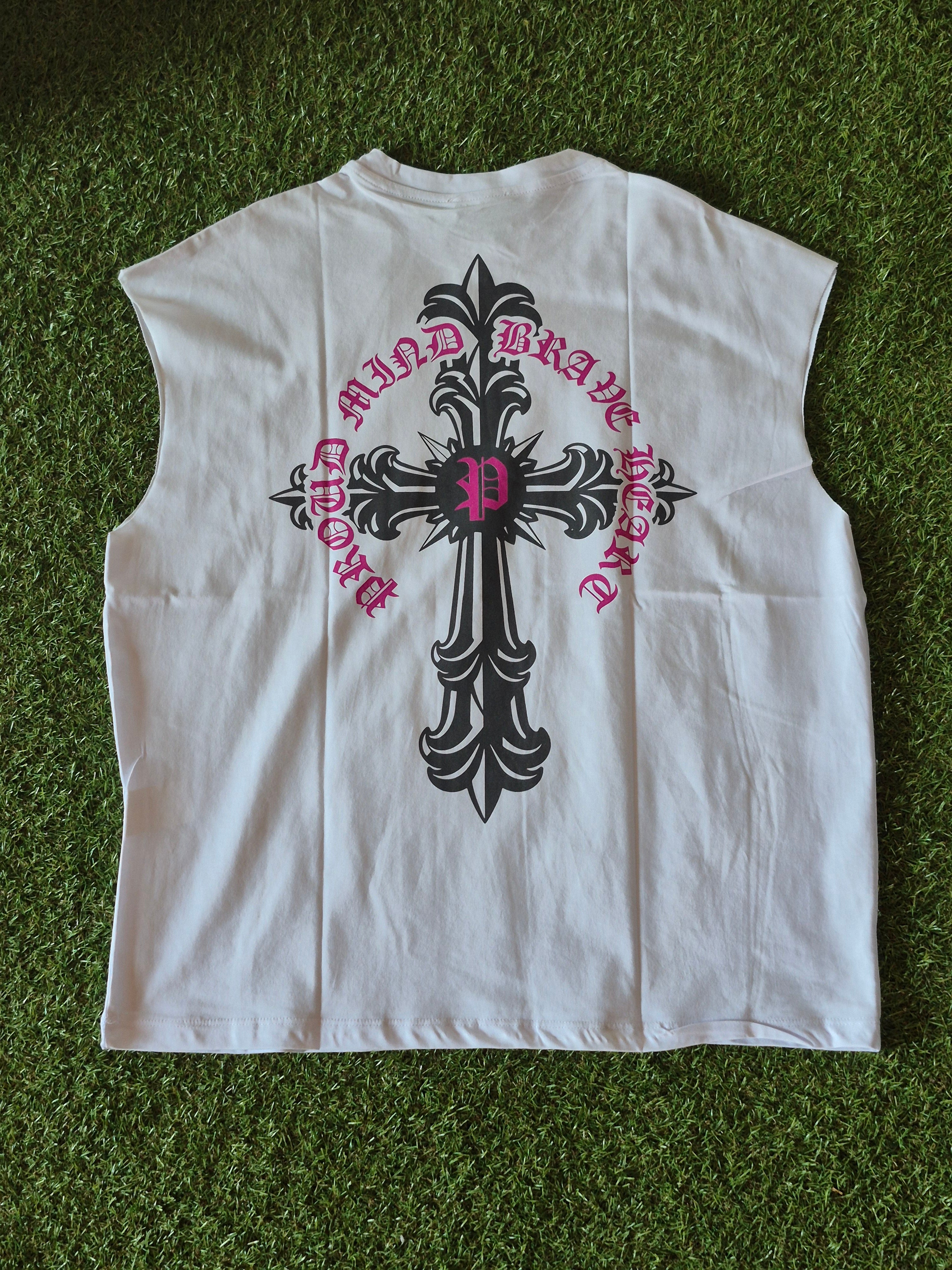 Canotta Oversize Prayer Cross Unisex | Bianca e Nera