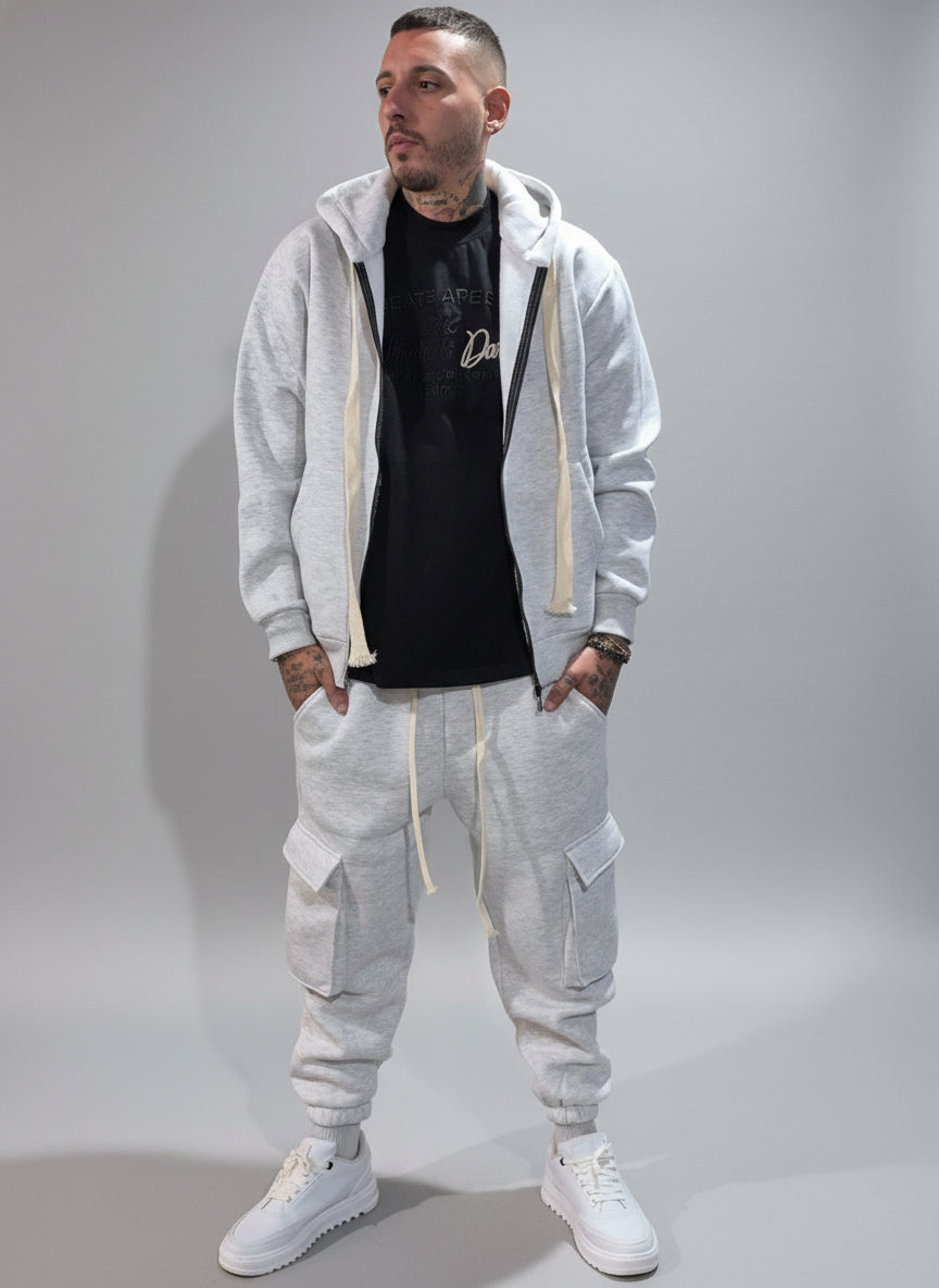 Tuta Cargo ZIP/ Bianco-Grigio