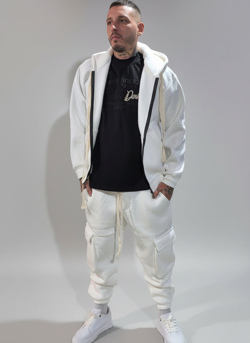 Tuta Cargo ZIP/ Bianco-Grigio
