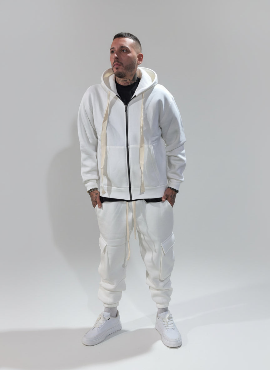 Tuta Cargo ZIP/ Bianco-Grigio